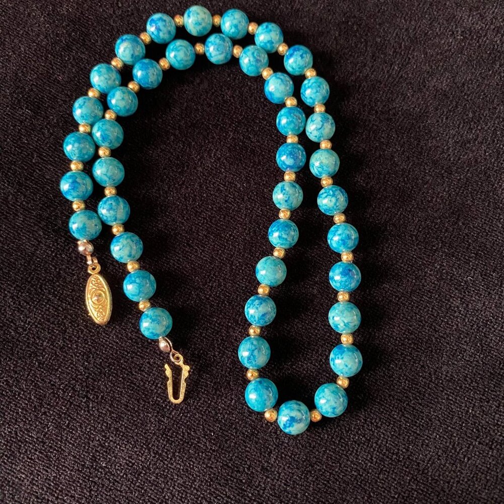 Apatite, Azurite or Chrysocolla necklace? Turquoise blue, Lapis colored veining